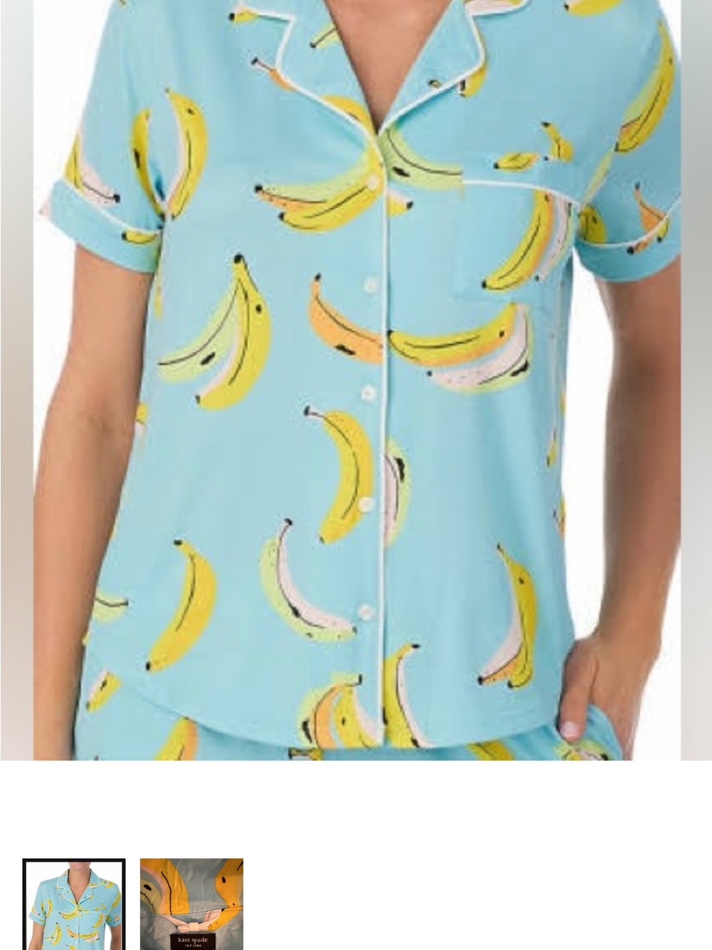 kate spade Light Blue Banana Print Pajama Top and shorts